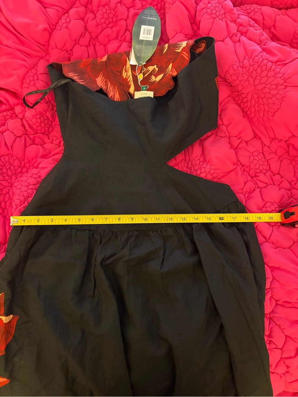 FARM Rio Black Midi Dress with Red Floral Print - Picture 6 of 6